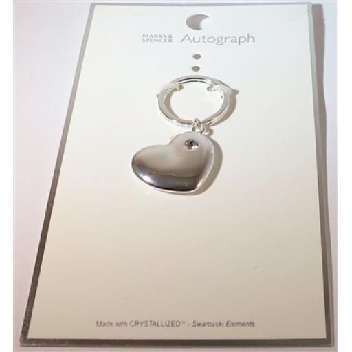 Marks & Spencer Autograph - Silver Heart key ring with single crystal