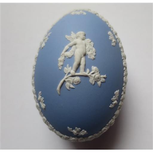 Wedgwood Blue Jasperware Egg Shaped Trinket Box