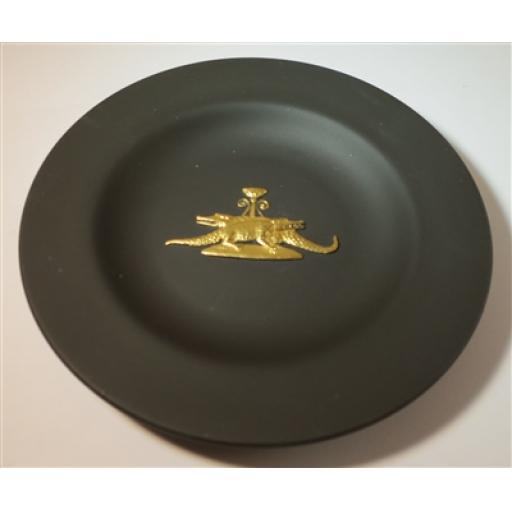 Vintage Wedgwood Black Jasperware with Gold Egyptian Emblem trinket dish