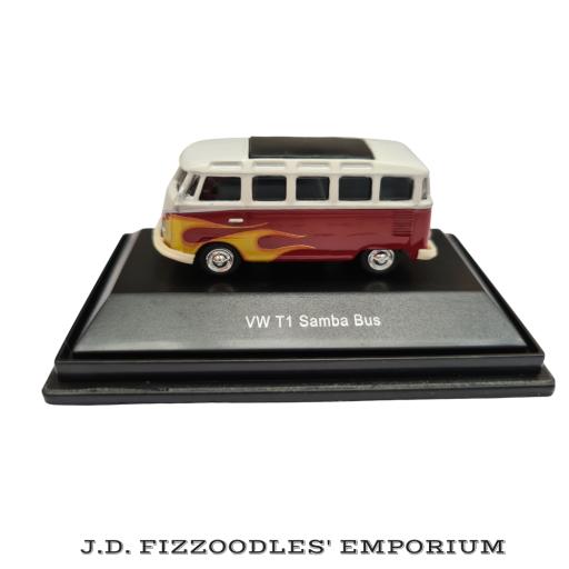Schuco VW Bus T1 Samba 1:87 Dark red and white with flame decal